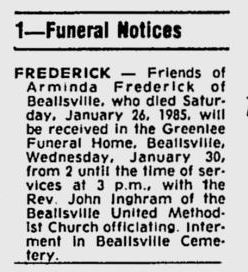 Arminda Frederick obit